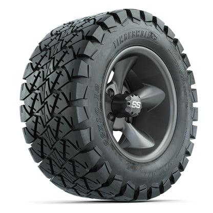 GTW® Godfather Matte Gray 12 in Wheels with 22X10-12 Timberwolf All-Terrain Tires – Full Set