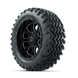 GTW Volt Machined/Black 14 in Wheels with 23x10.00-14 Rogue  - 3/4 view