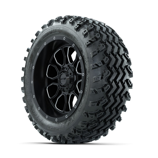 GTW Volt Machined/Black 14 in Wheels with 23x10.00-14 Rogue  - 3/4 view
