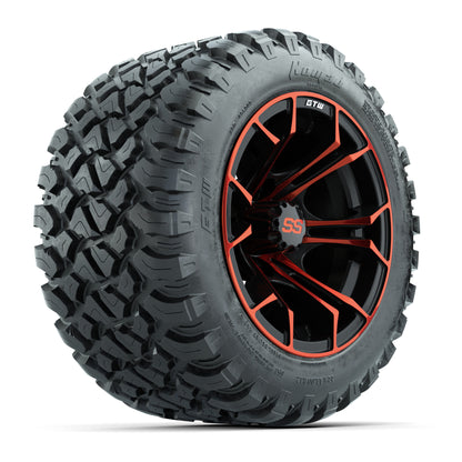 GTW® Spyder Black/Red 12 in Wheels with 22X11-R12 Nomad Steel Belt Radial All-Terrain Tires – Full Set