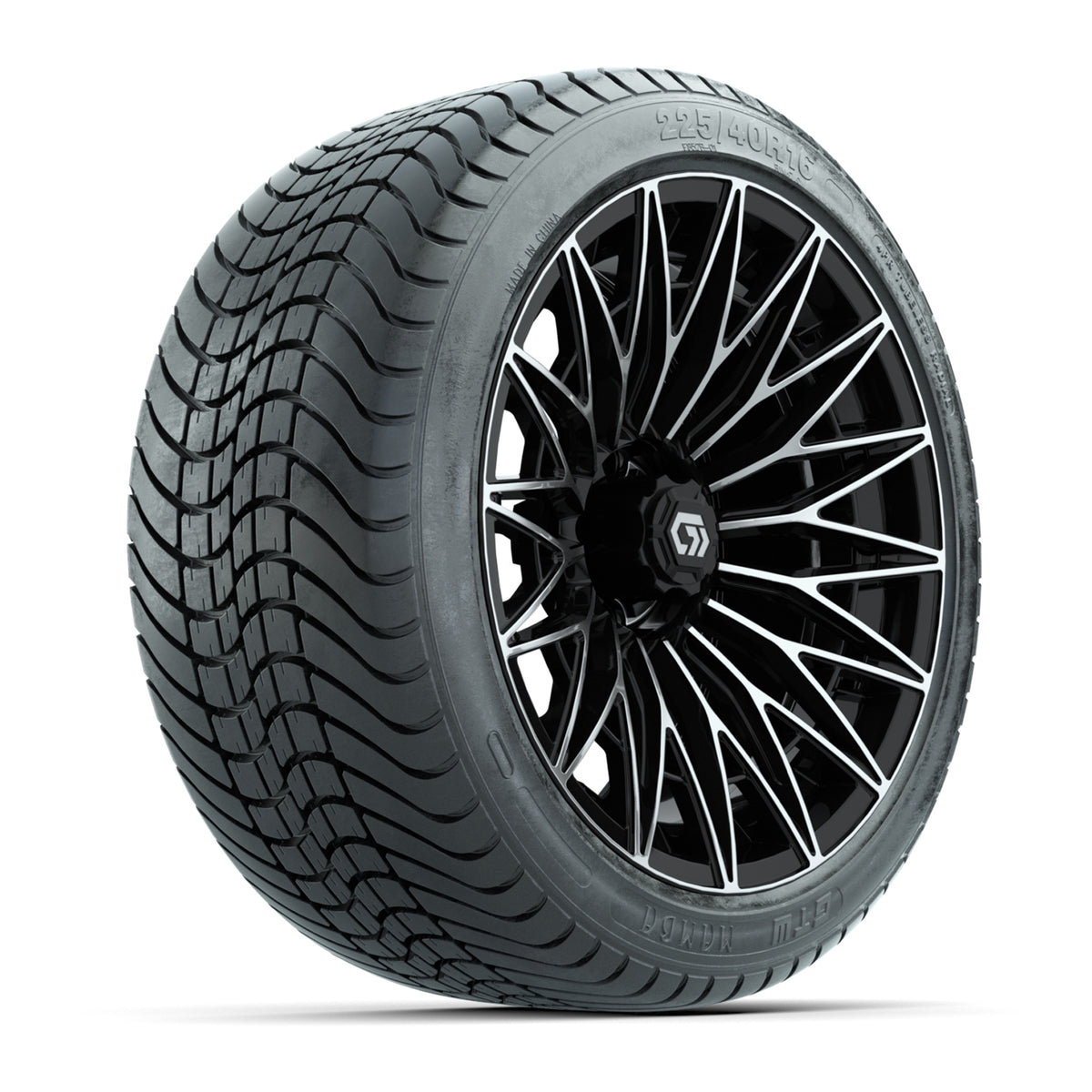 GTW Blur Black/Machined 16 in Wheels with 225/40-R16 Mamba Street Tires – Full Set