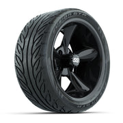 GTW® Godfather Black 14 in Wheels with 205/40-R14 Fusion GTR Steel Belt Radial Street Tires – Full Set