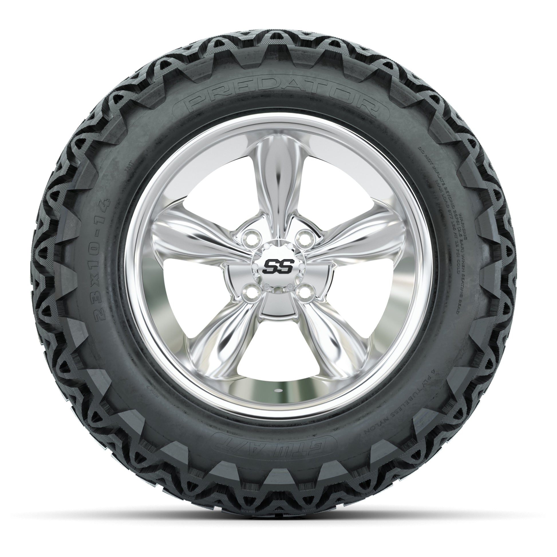 Set of (4) 14 in GTW Godfather Wheels with 23x10-14 GTW Pred - front view