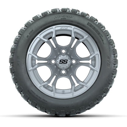 GTW® Spyder Silver Brush 12 in Wheels with 20X10-12 Nomad Steel Belt Radial All-Terrain Tires – Full Set