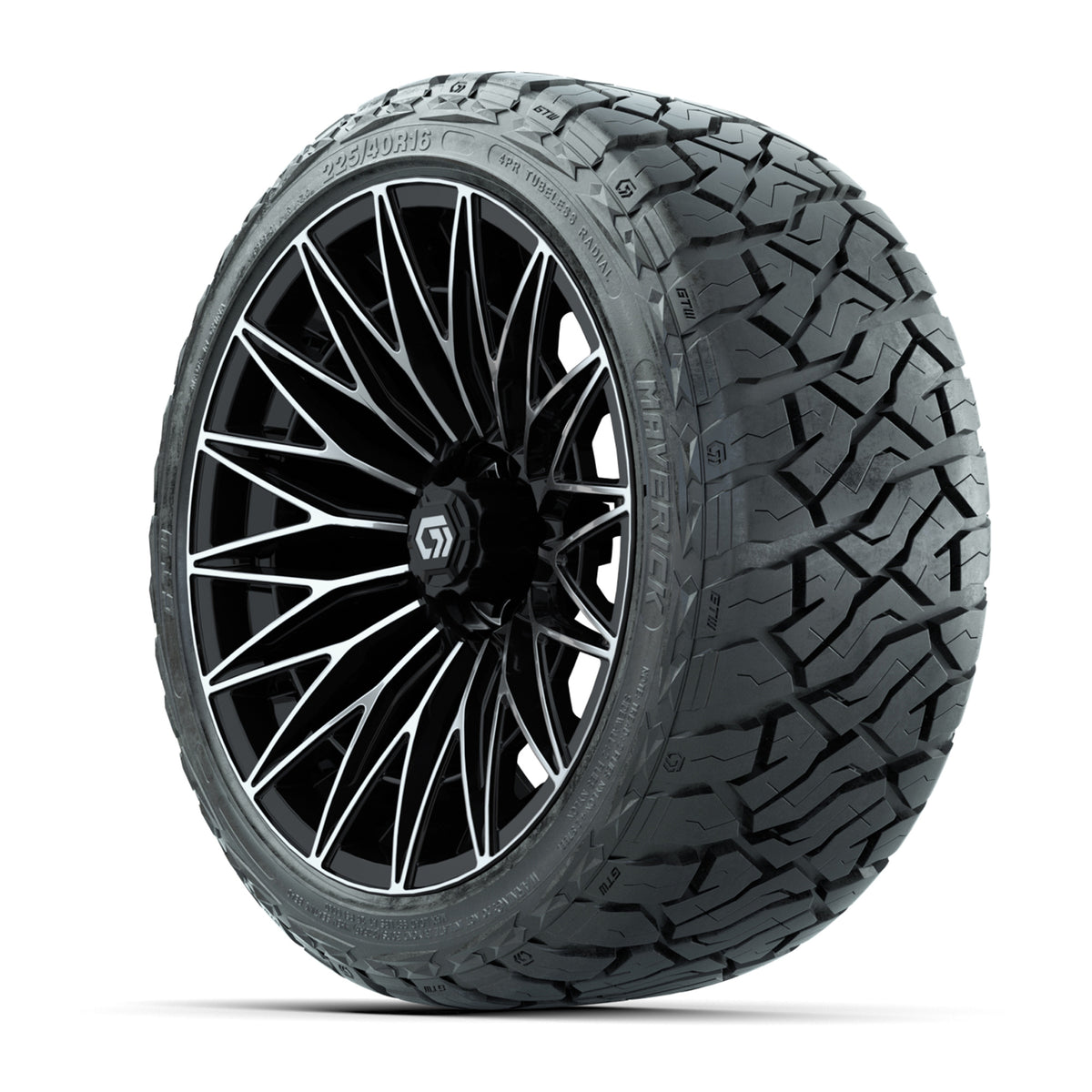 GTW Blur Black/Machined 16 in Wheels with 225/40-R16 Maverick Hybrid Tires – Full Set