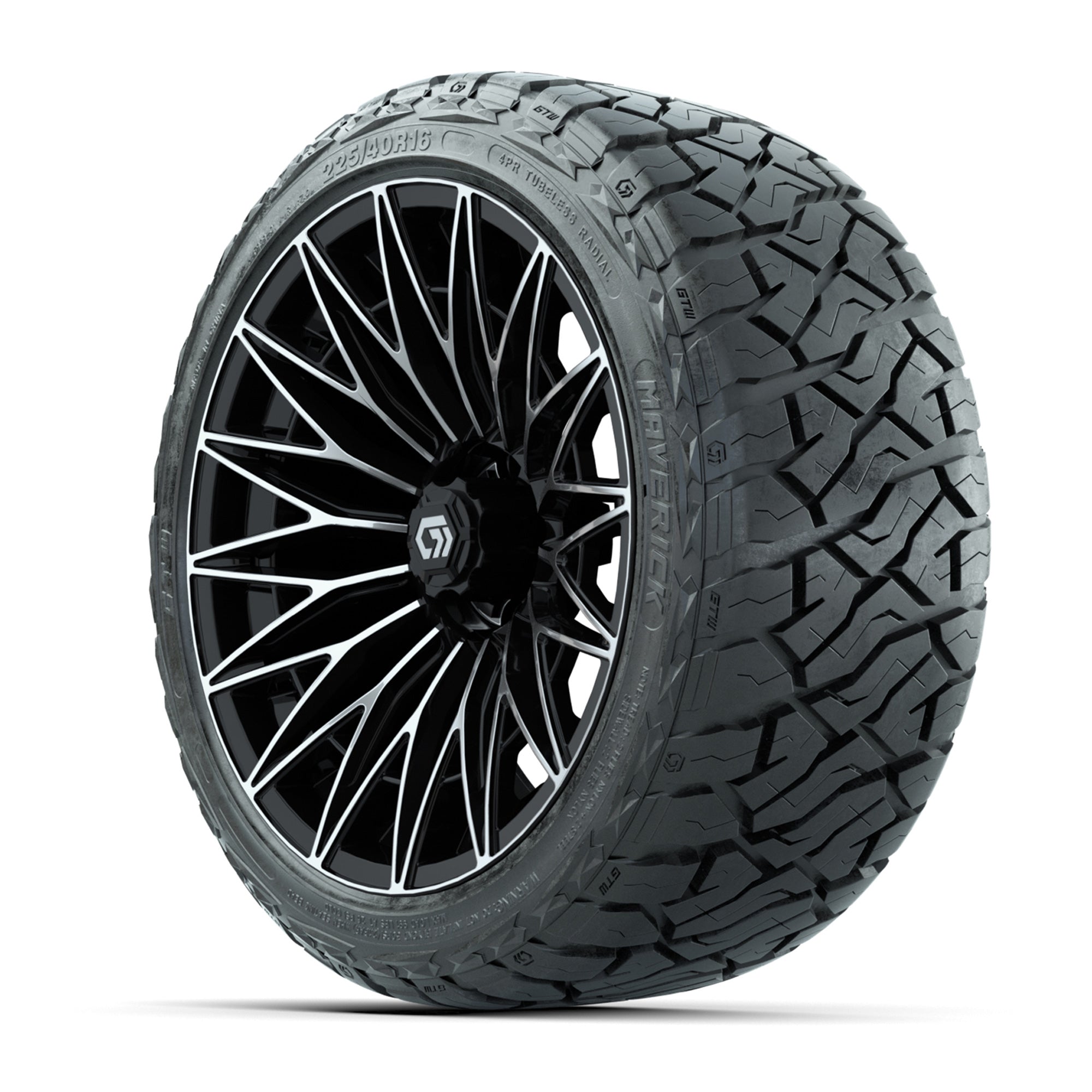 GTW Blur Black/Machined 16 in Wheels with 225/40-R16 Maverick Hybrid Tires – Full Set