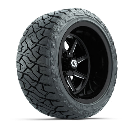 GTW Reaper Black/Machined 14 in Wheels with 23X10-R14 Maverick Steel Belted Radial All-Terrain Tires – Full Set