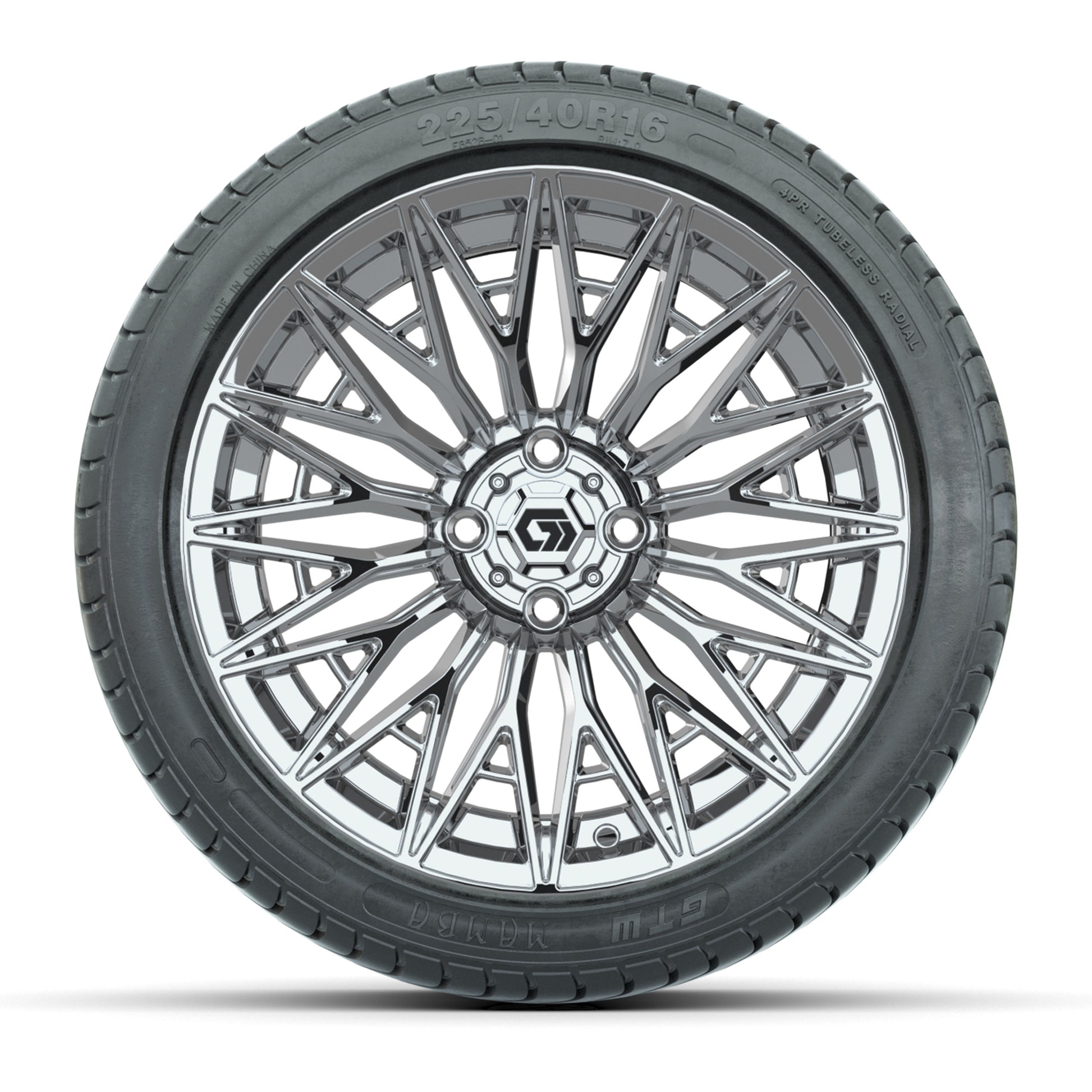 GTW Blur Chrome 16 in Wheels with 225/40-R16 Mamba Street Tires – Full Set