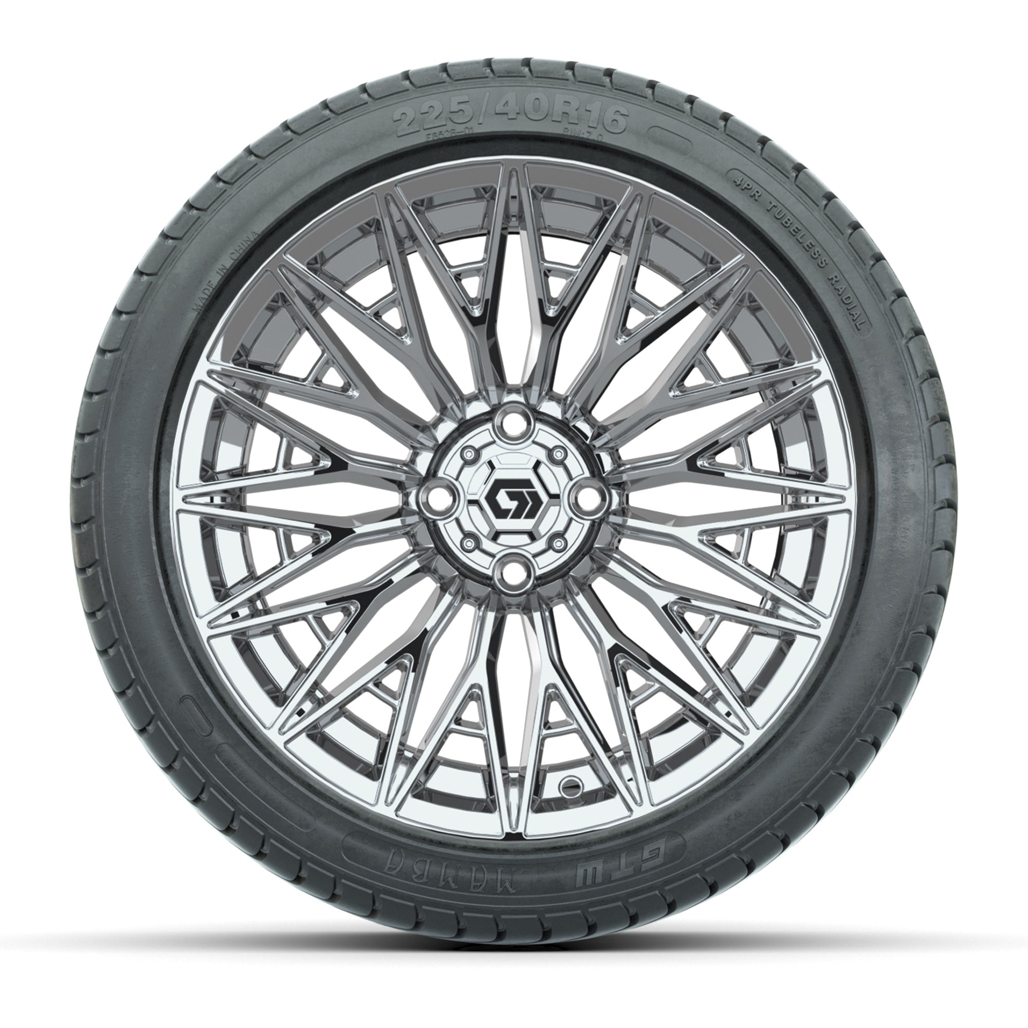 GTW Blur Chrome 16 in Wheels with 225/40-R16 Mamba Street Tires – Full Set