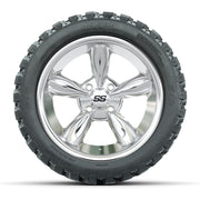 GTW® Godfather Chrome 14 in Wheels with 23X10-R14 Nomad Stee - front view