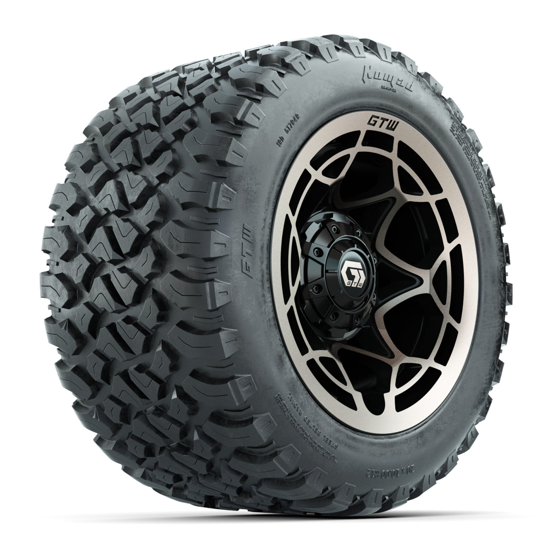GTW® Nexus Black with Bronze Face 12 in Wheels with 20X10-12 Nomad Steel Belt Radial All-Terrain Tires – Full Set