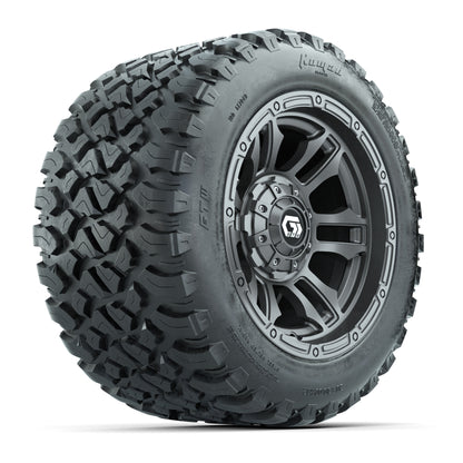 GTW® Shogun Gunmetal 12 in Wheels with 20X10-12 Nomad Steel Belt Radial All-Terrain Tires – Full Set
