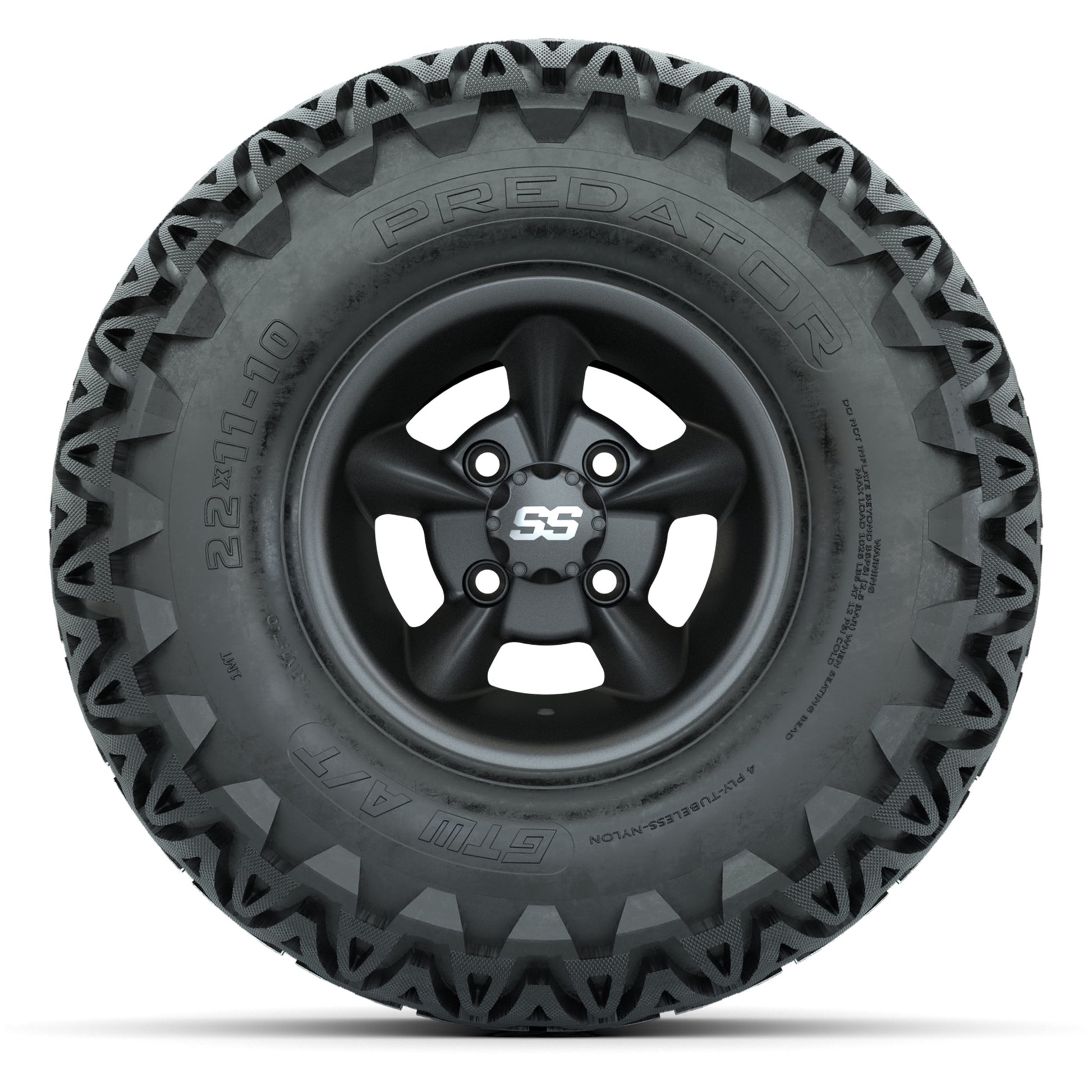 GTW Godfather Matte Gray 10 in Wheels with 22x11-10 Predator All-Terrain Tires – Full Set