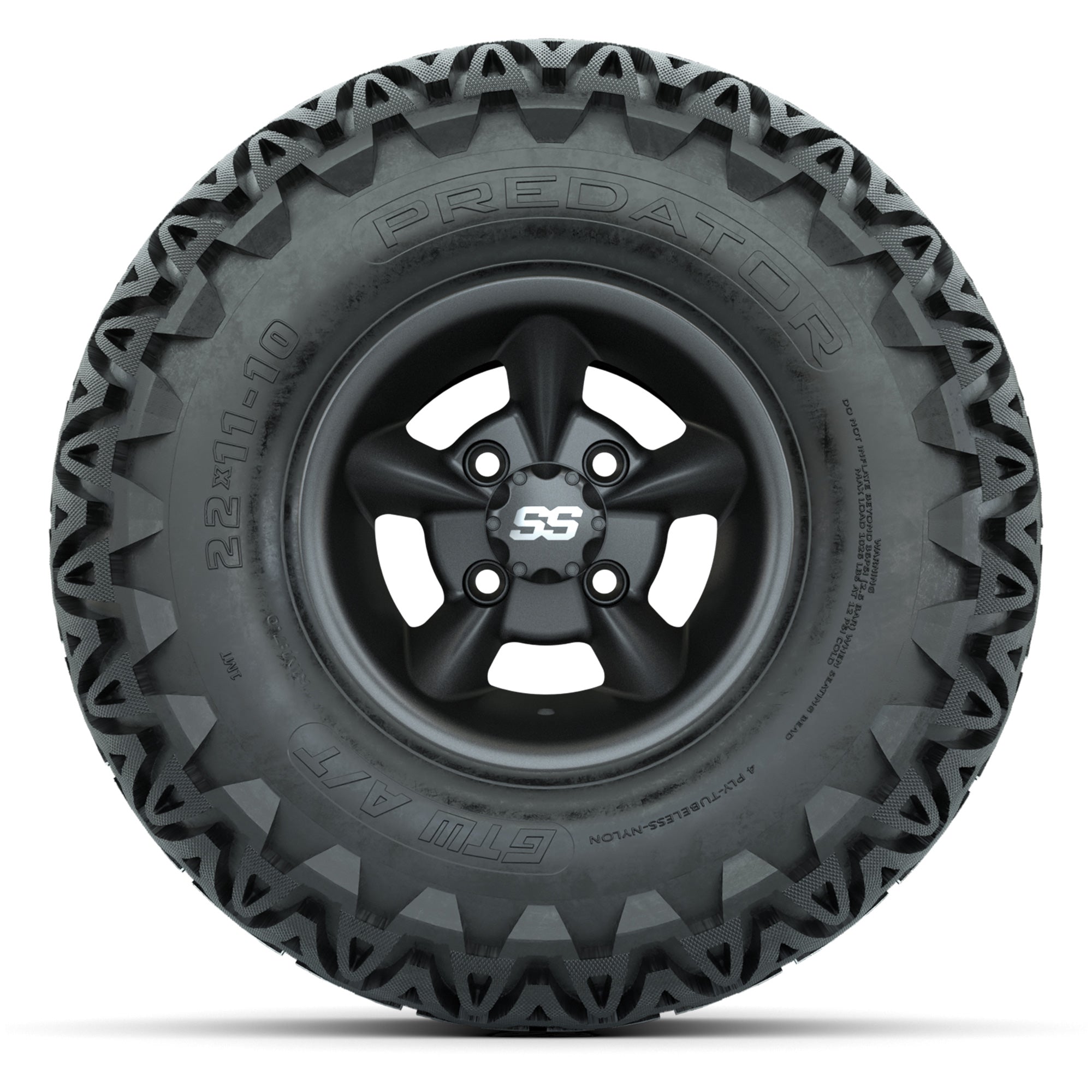 GTW Godfather Matte Gray 10 in Wheels with 22x11-10 Predator All-Terrain Tires – Full Set