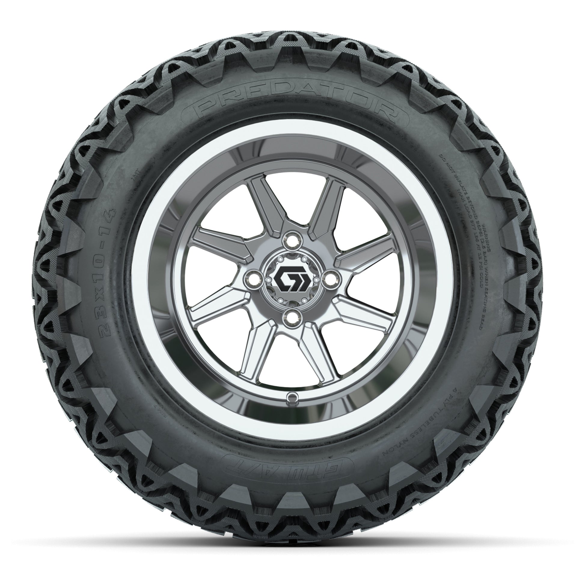 GTW Reaper Chrome 14 in Wheels with 23X10-14 Predator All-Terrain Tires – Full Set