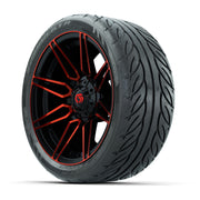 GTW® Stealth Gloss Black/Red 14 in Wheels with 205/40-R14 Fu - 3/4 view