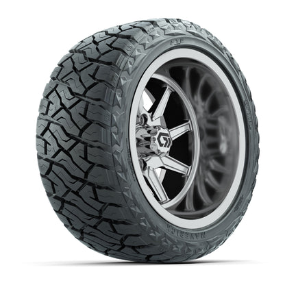 GTW Reaper Chrome 14 in Wheels with 23X10-R14 Maverick Steel Belted Radial All-Terrain Tires – Full Set