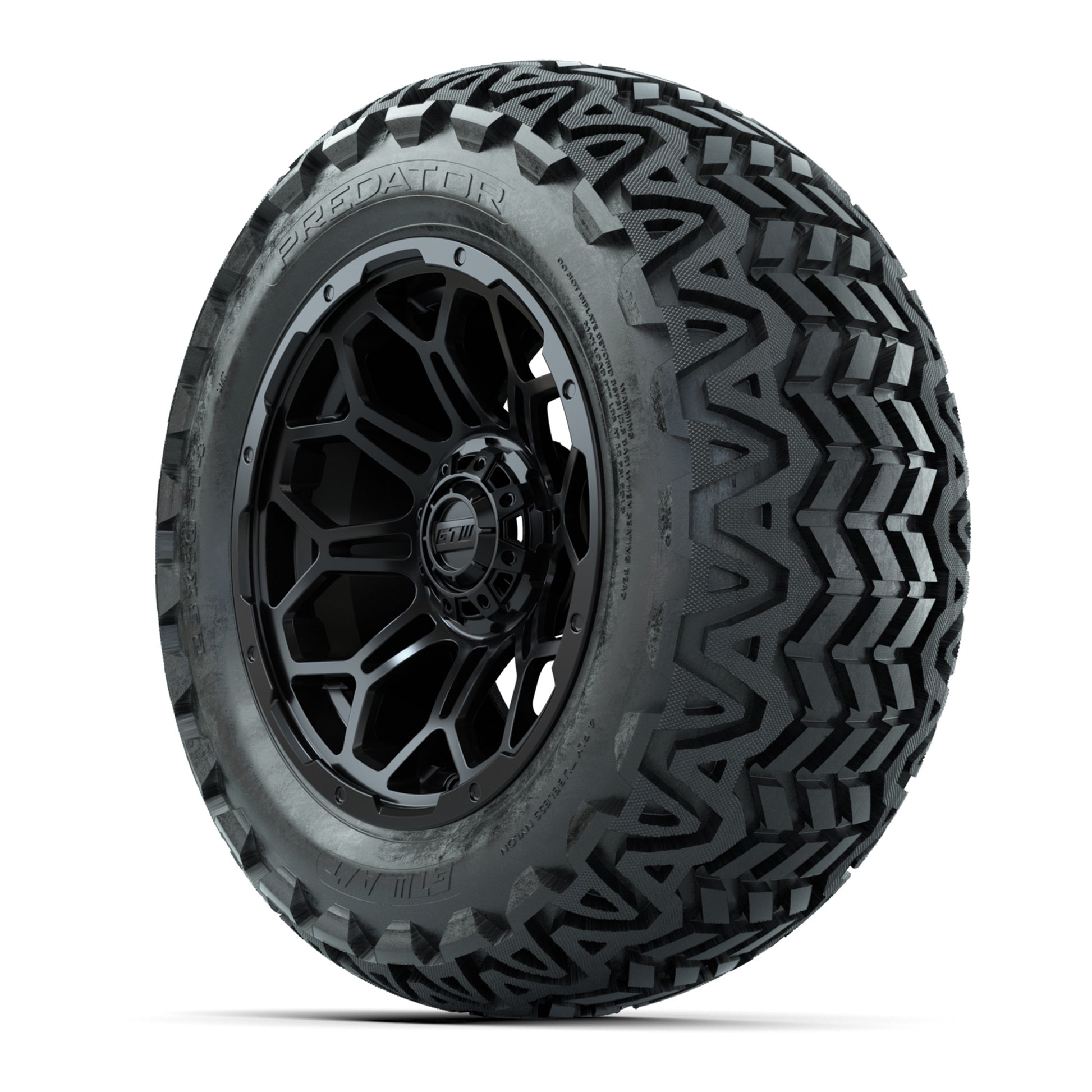Set of (4) 14 in GTW Bravo Wheels with 23x10-14 GTW Predator - 3/4 view