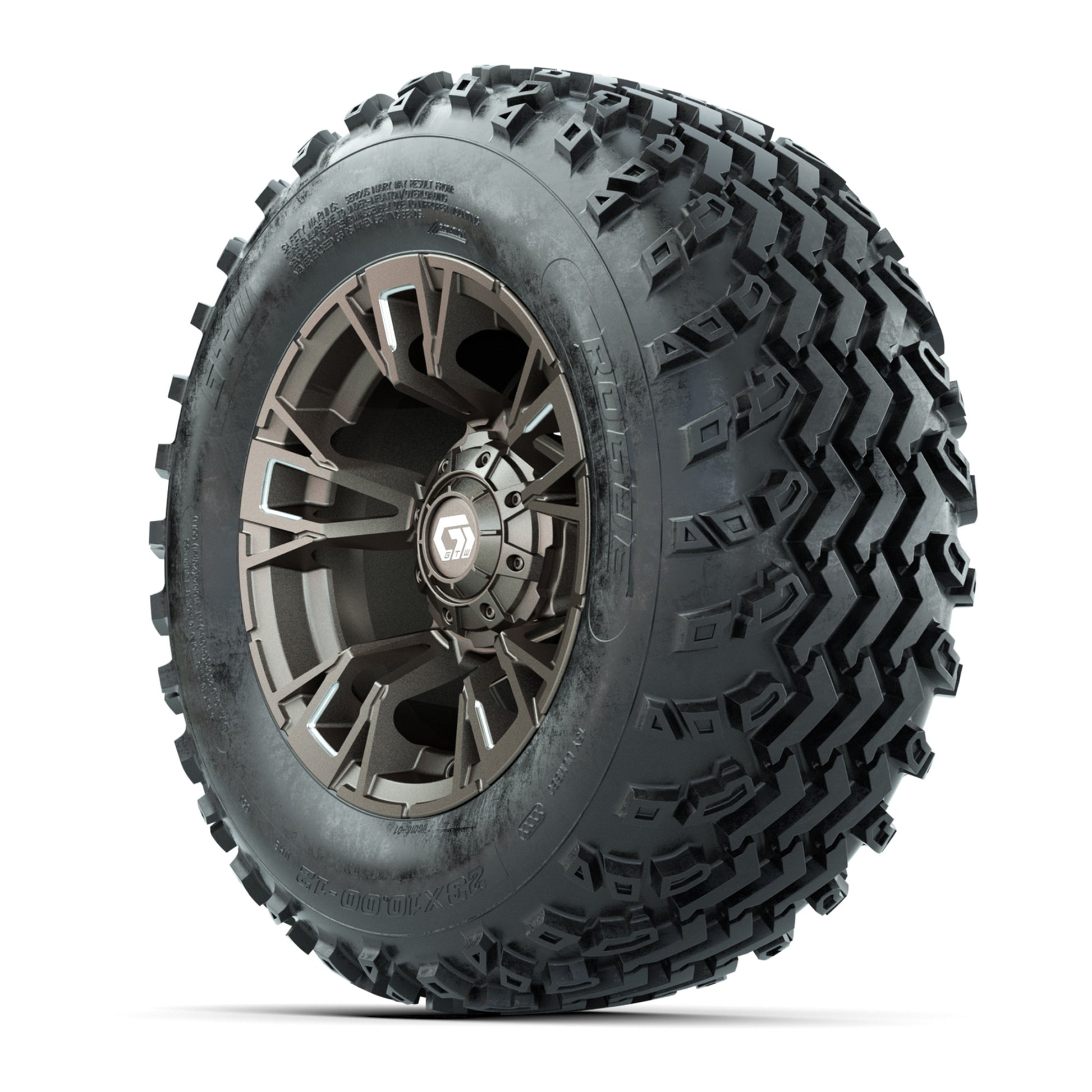 GTW® Vandal Bronze/Machined 12 in Wheels with 23X10.00-12 Rogue All-Terrain Tires – Full Set