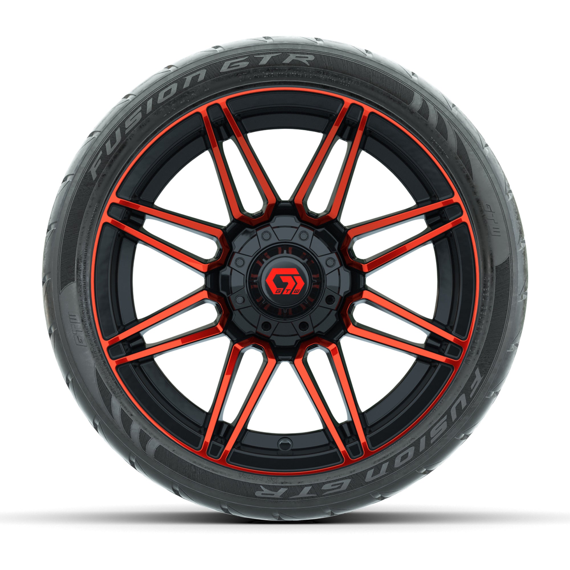 GTW® Stealth Gloss Black/Red 14 in Wheels with 205/40-R14 Fu - 3/4 view