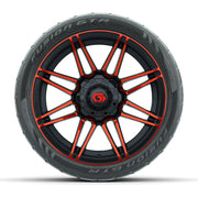 GTW® Stealth Gloss Black/Red 14 in Wheels with 205/40-R14 Fu - front view