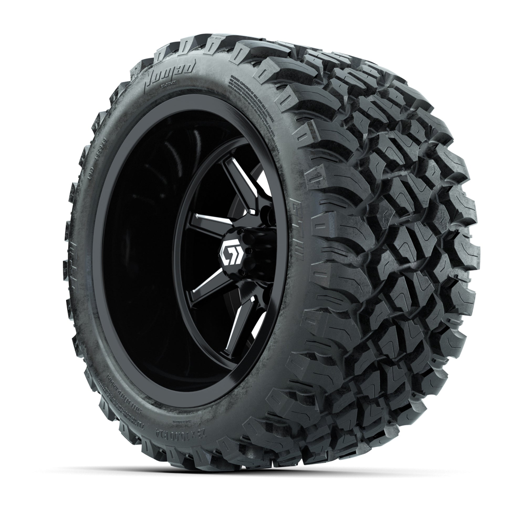 GTW Reaper Black/Machined 14 in Wheels with 23X10-R14 Nomad Steel Belt Radial All-Terrain Tires – Full Set