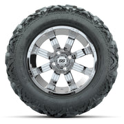 GTW Tempest Chrome 14 in Wheels with 25x10-14 Barrage Mud Ti - front view