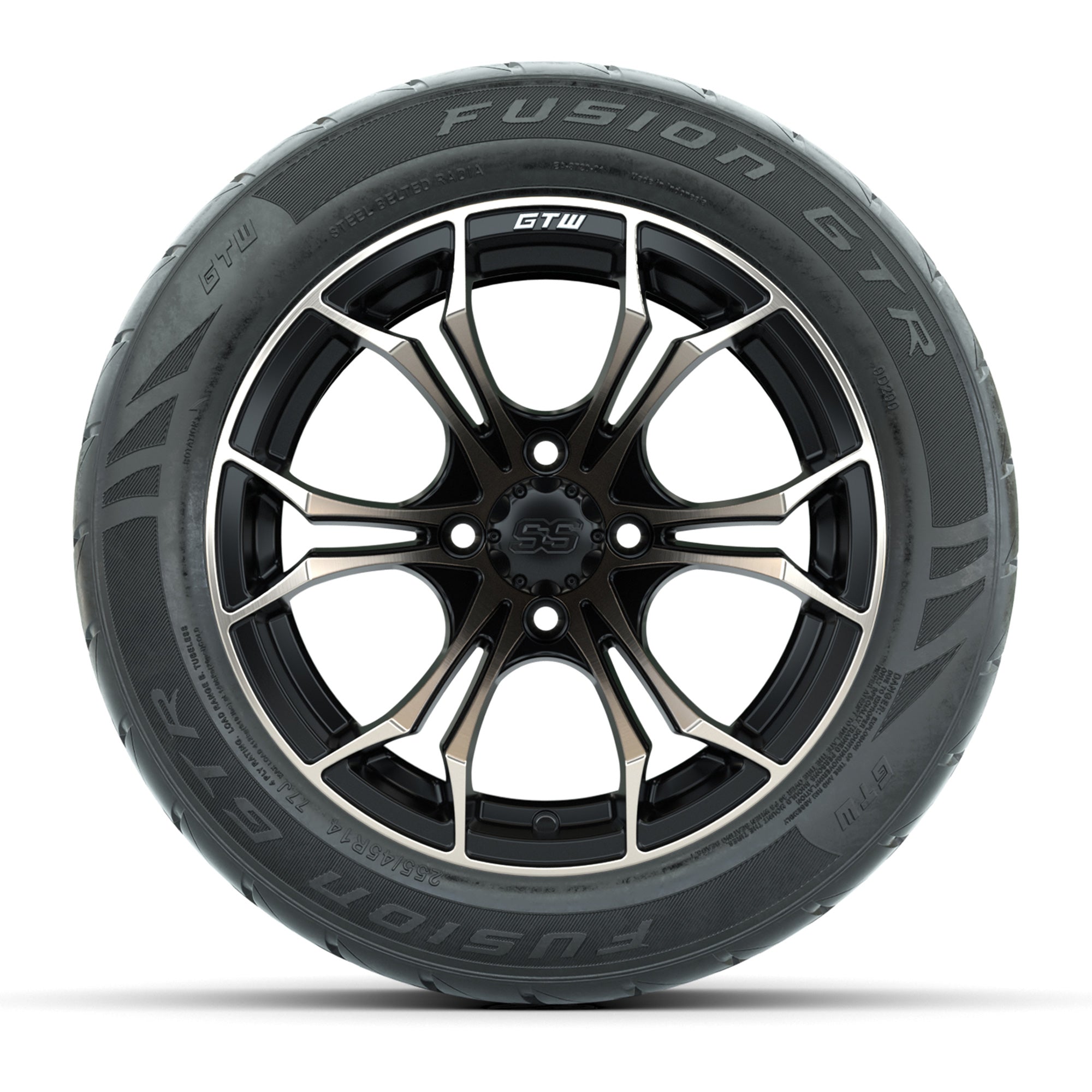 GTW® Spyder Matte Black/Bronze 14 in Wheels with 255/45-R14  - 3/4 view
