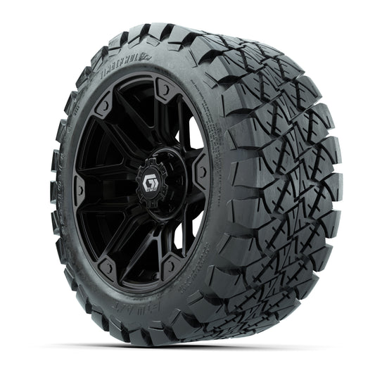 GTW® Graffiti Gloss Black 14 in Wheels with 22x10-14 Timberw - 3/4 view