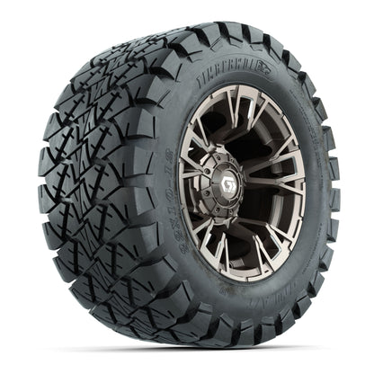 GTW® Vandal Satin Bronze/Machined 12 in Wheels with 22x10-12 Timberwolf All-Terrain Tires – Full Set