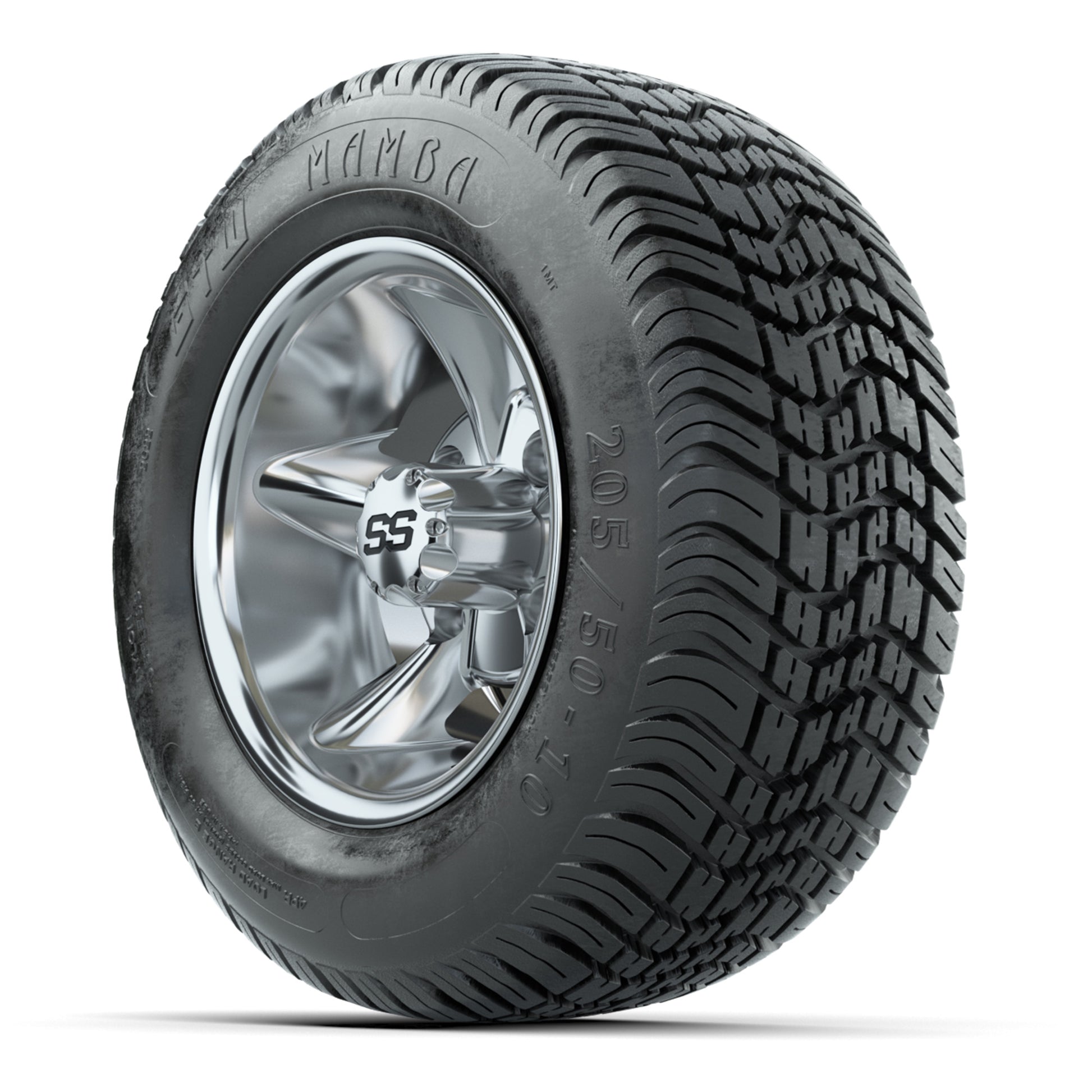 GTW Godfather Chrome 10 in Wheels with 205/50-10 Mamba Street Tires – Full Set