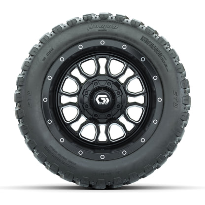 GTW® Volt Black/Machined 12 in Wheels with 20X10-12 Nomad Steel Belt Radial All-Terrain Tires – Full Set