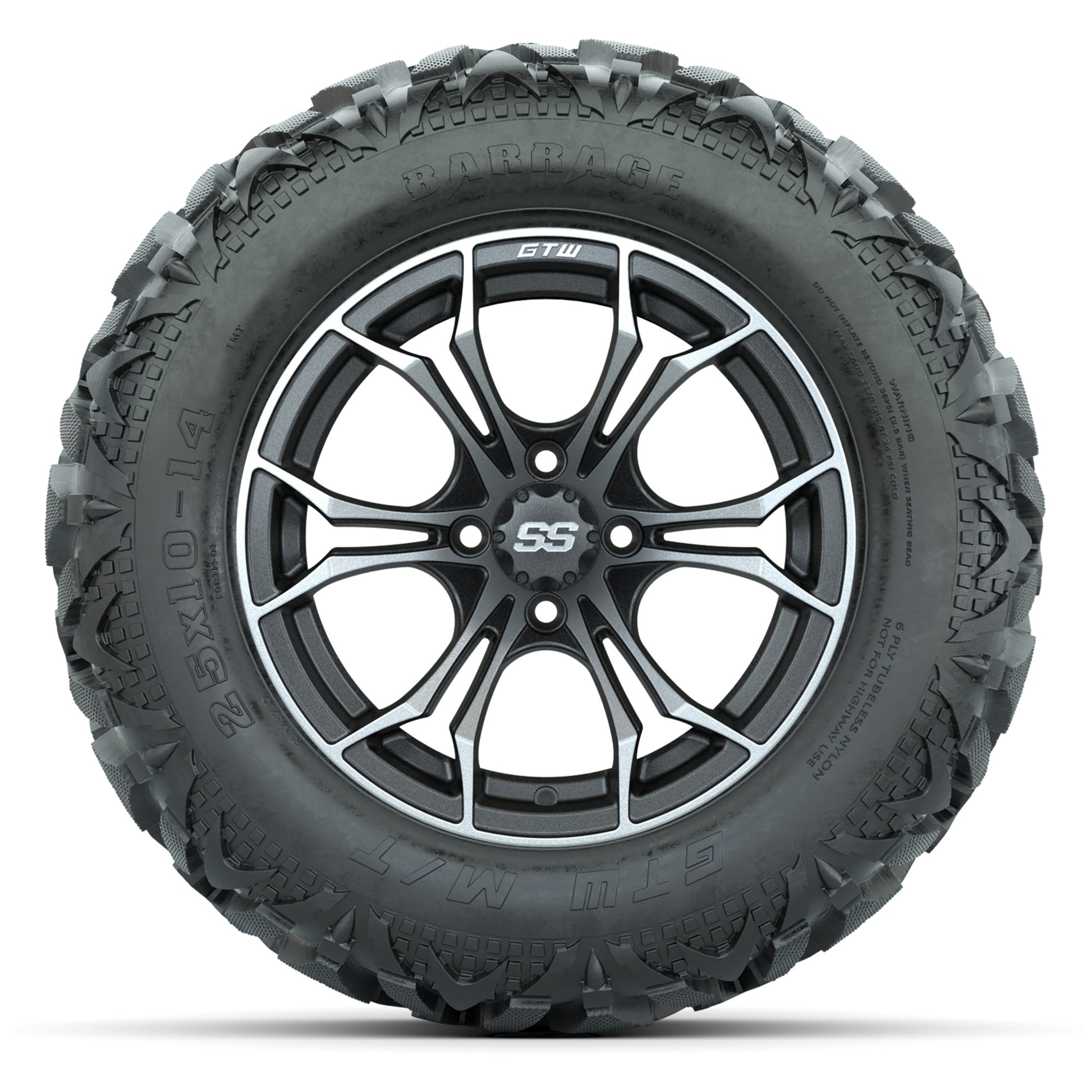 GTW Spyder Matte Gray/Machined 14 in Wheels with 25x10-14 Ba - front view