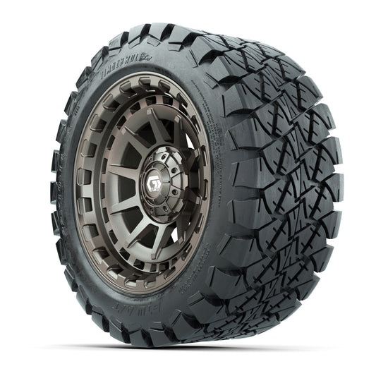 GTW® Barricade Satin Bronze 14 in Wheels with 22x10-14 Timbe - 3/4 view
