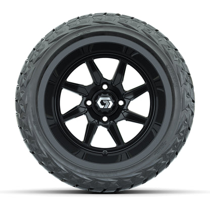 GTW Reaper Gloss Black 14 in Wheels with 23X10-R14 Maverick Steel Belted Radial All-Terrain Tires – Full Set