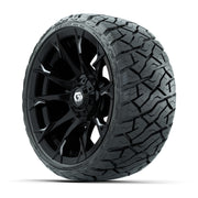 GTW Diablo Gloss Black/Machined 14 in Wheels with 205/35-R14 - 3/4 view