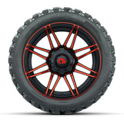 GTW® Stealth Red/Machined 14 in Wheels with 23X10-R14 Nomad  - front view