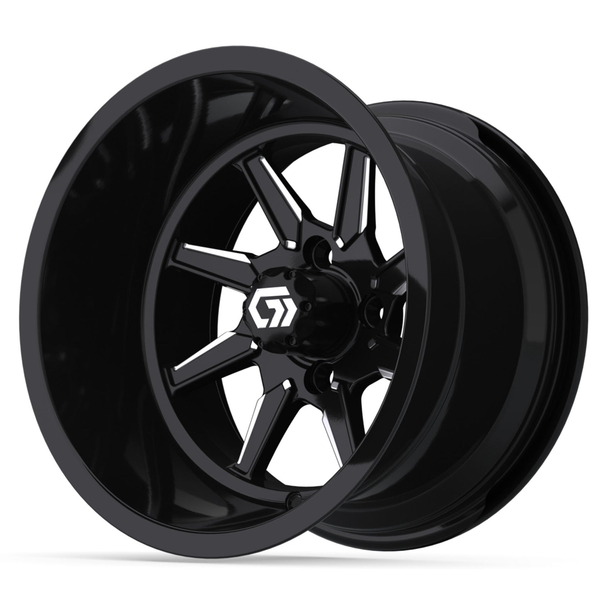 Reaper Ultra-Wide 14 inch GTW golf cart wheel - Black / Silver