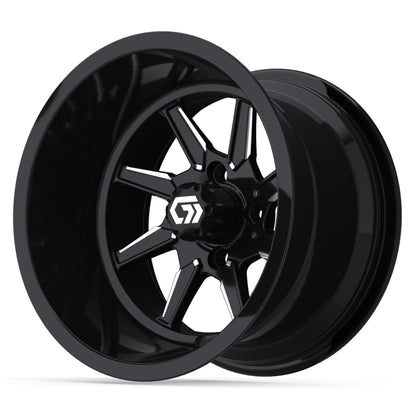 Reaper Ultra-Wide 14 inch GTW golf cart wheel - Black / Silver