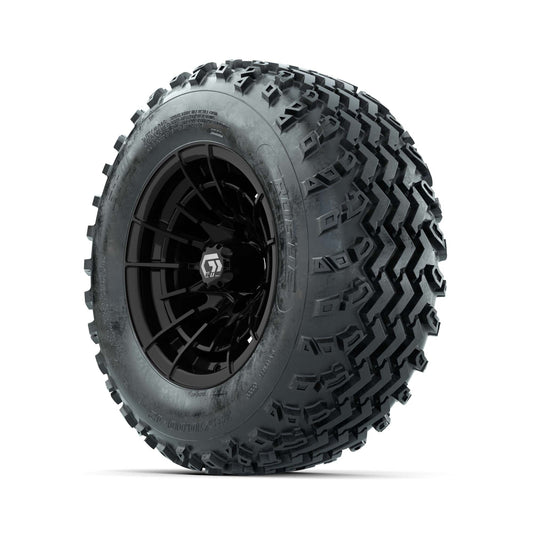 GTW® Boost Gloss Black 12 in Wheels with 23X10.00-12 Rogue All-Terrain Tires – Full Set