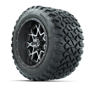 GTW® Vortex 2 Matte Gray/Machined 12 in Wheels with 20X10-12 Nomad Steel Belt Radial All-Terrain Tires – Full Set