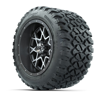 GTW® Vortex 2 Matte Gray/Machined 12 in Wheels with 20X10-12 Nomad Steel Belt Radial All-Terrain Tires – Full Set