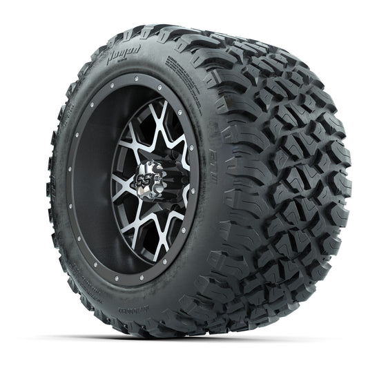 GTW® Vortex 2 Matte Gray/Machined 12 in Wheels with 20X10-12 Nomad Steel Belt Radial All-Terrain Tires – Full Set