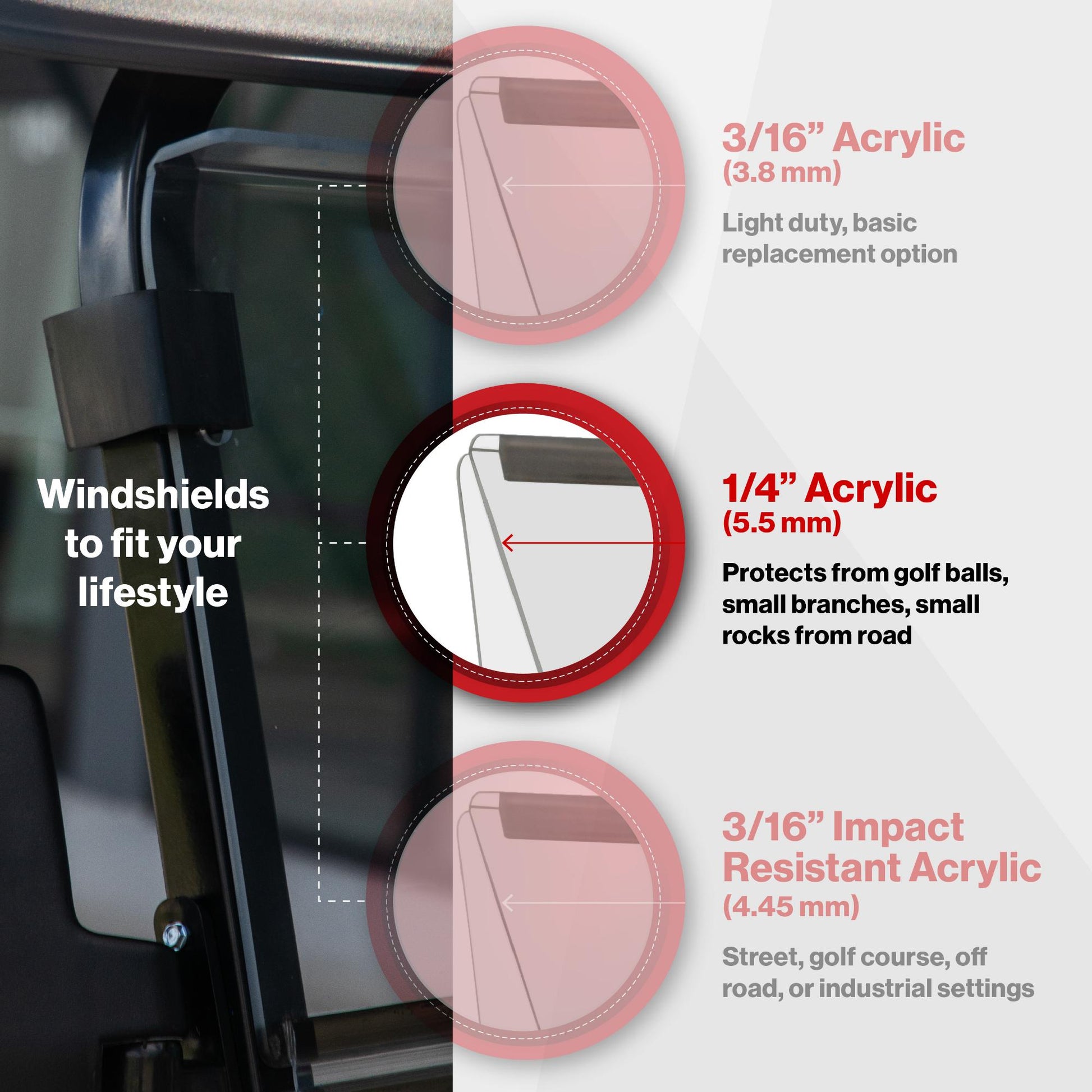 RedDot Star EV Sirius Tinted 1/4" Folding Windshield