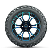 GTW Spyder Blue/Black 14 in Wheels with 23x10.00-14 Rogue Al - front view