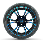 GTW® Spyder Black/Blue 14 in Wheels with 205/40-R14 Fusion G - front view