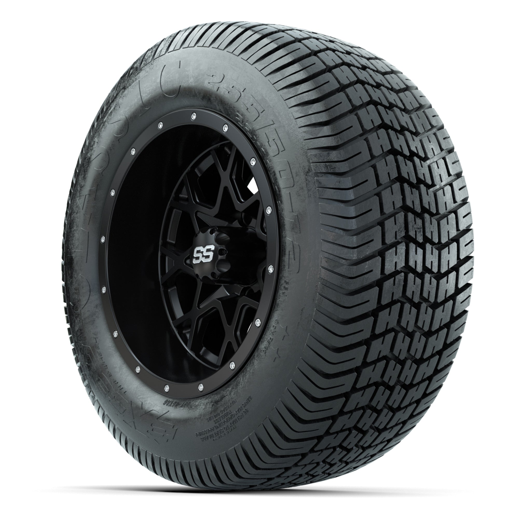 GTW® Vortex 2 Matte Black 12 in Wheels with 255/50-12 Excel Classic Street Tires – Full Set