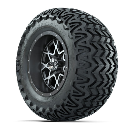 GTW® Vortex 2 Matte Gray/Machined 12 in Wheels with 23X10.5-12 Predator All-Terrain Tires – Full Set