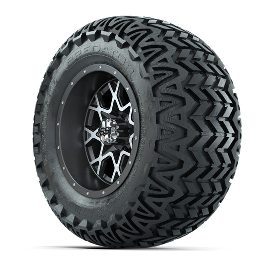 GTW® Vortex 2 Matte Gray/Machined 12 in Wheels with 23X10.5-12 Predator All-Terrain Tires – Full Set