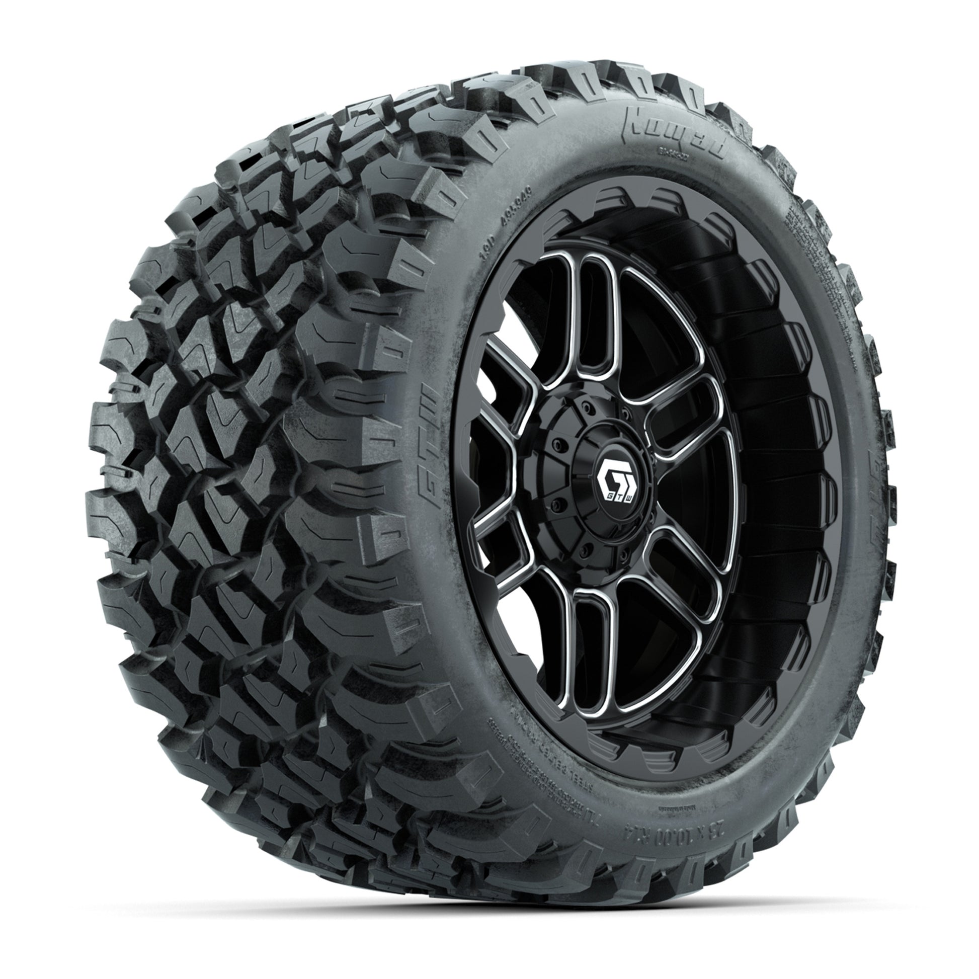 Set of (4) 14 in GTW® Titan Machined &amp; Black Wheels with 23x10-R14 Nomad All-Terrain Tires